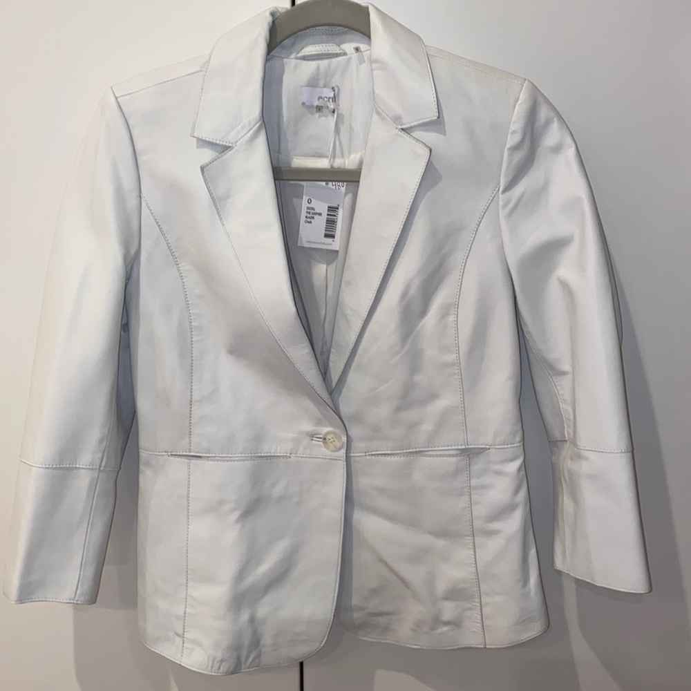 White Leather Ecru blazer sz 0